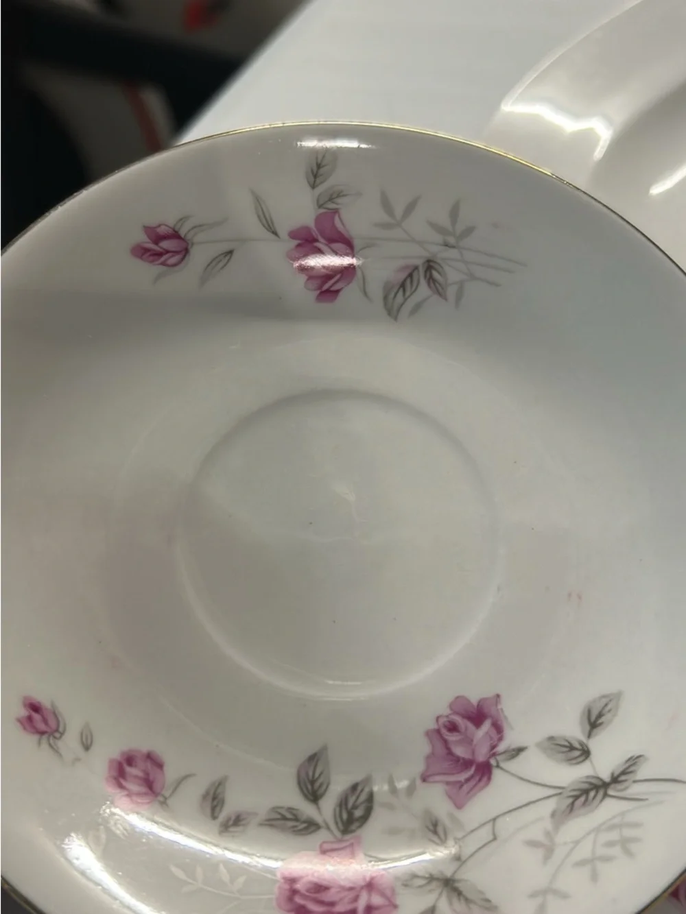 Vintage Floral Pink Rose Porcelain Dinnerware 6 piece Set